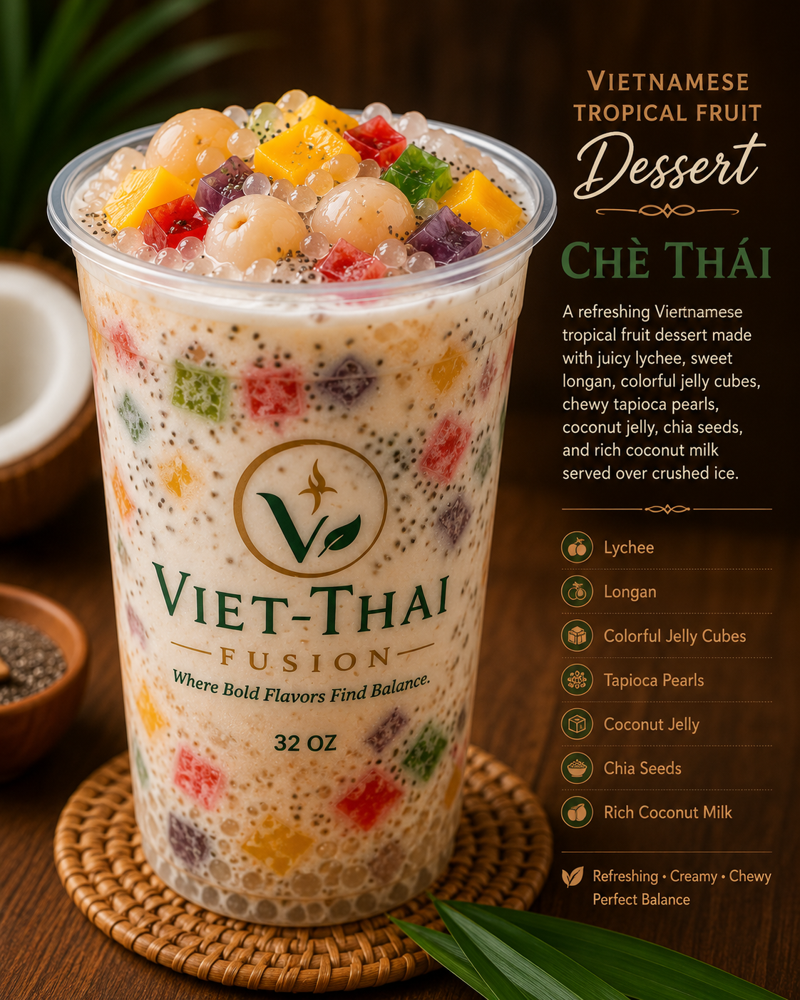 Vietnamese Thai Fruit dessert (Chè Thái)