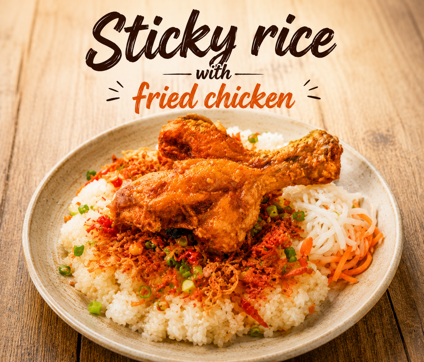 Crispy Chicken with Sticky Rice ( Vietnamese Xôi Gà)
